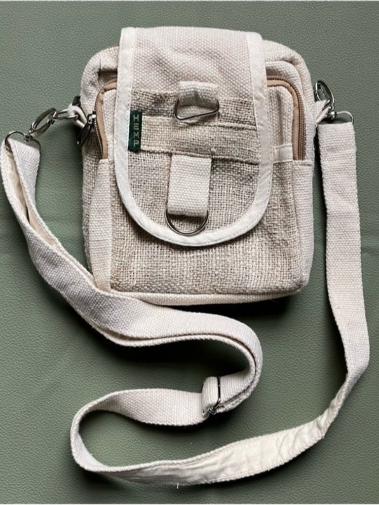 Hemp Canvas Crossbody Belt Bag In Natural